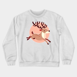 Pink happy jumping reindeer Crewneck Sweatshirt